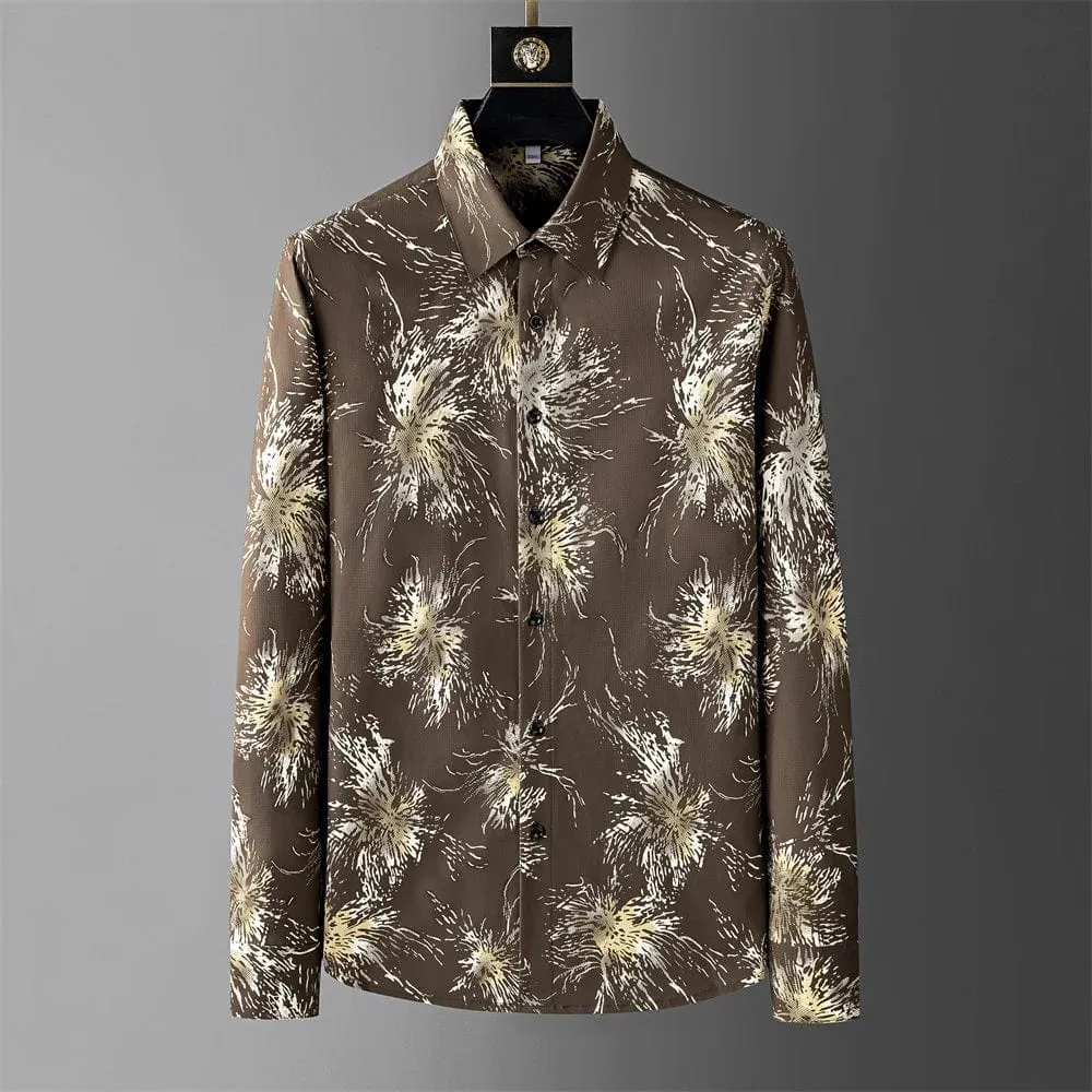 Men's Waffle Print Loose Fit Shirt | Long Sleeve Casual Business & Streetwear