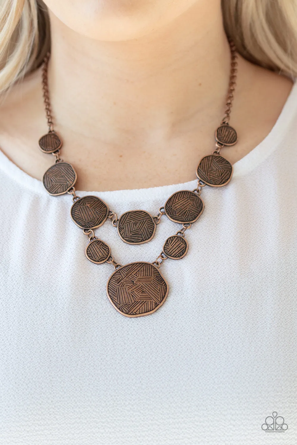 Metallic Patchwork - Copper Paparazzi Necklace