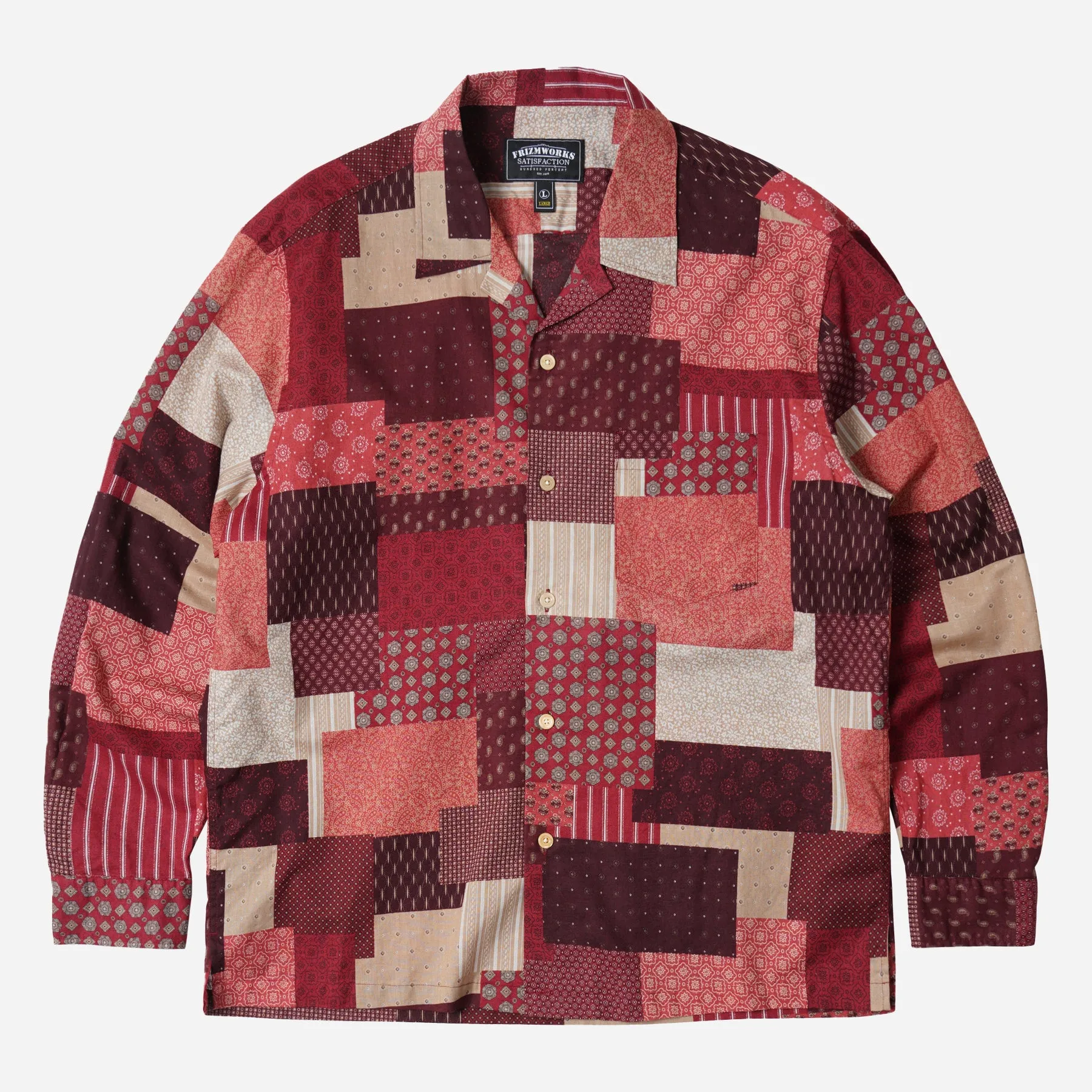 MIXED PATCHWORK SHIRT - BURGUNDY