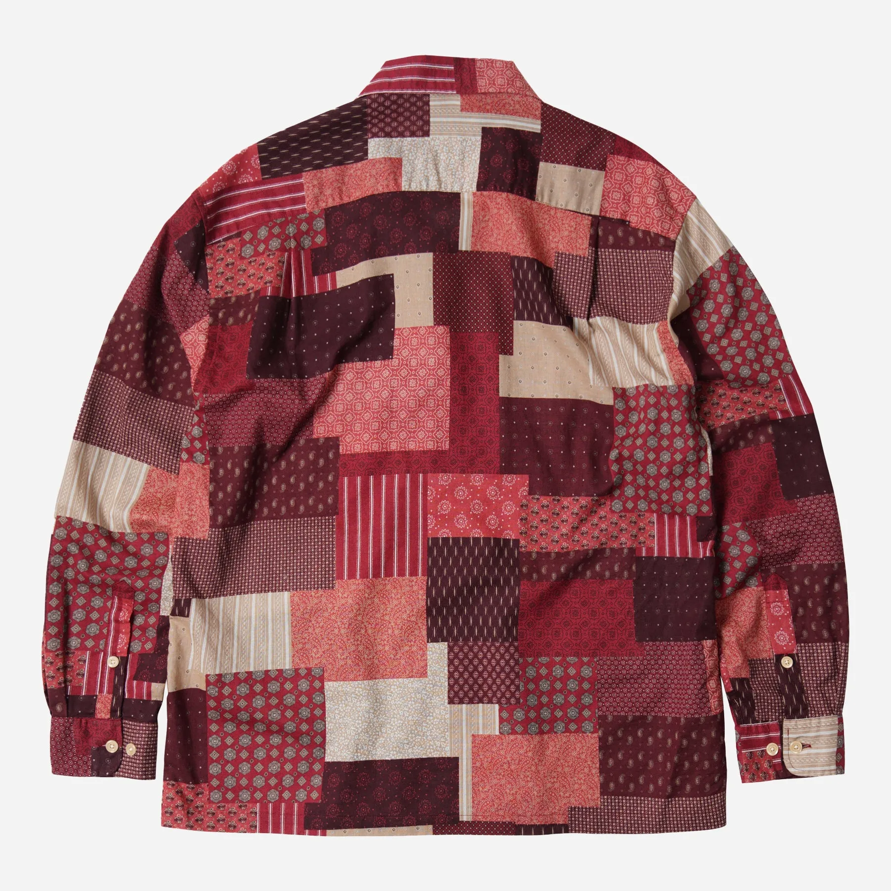 MIXED PATCHWORK SHIRT - BURGUNDY