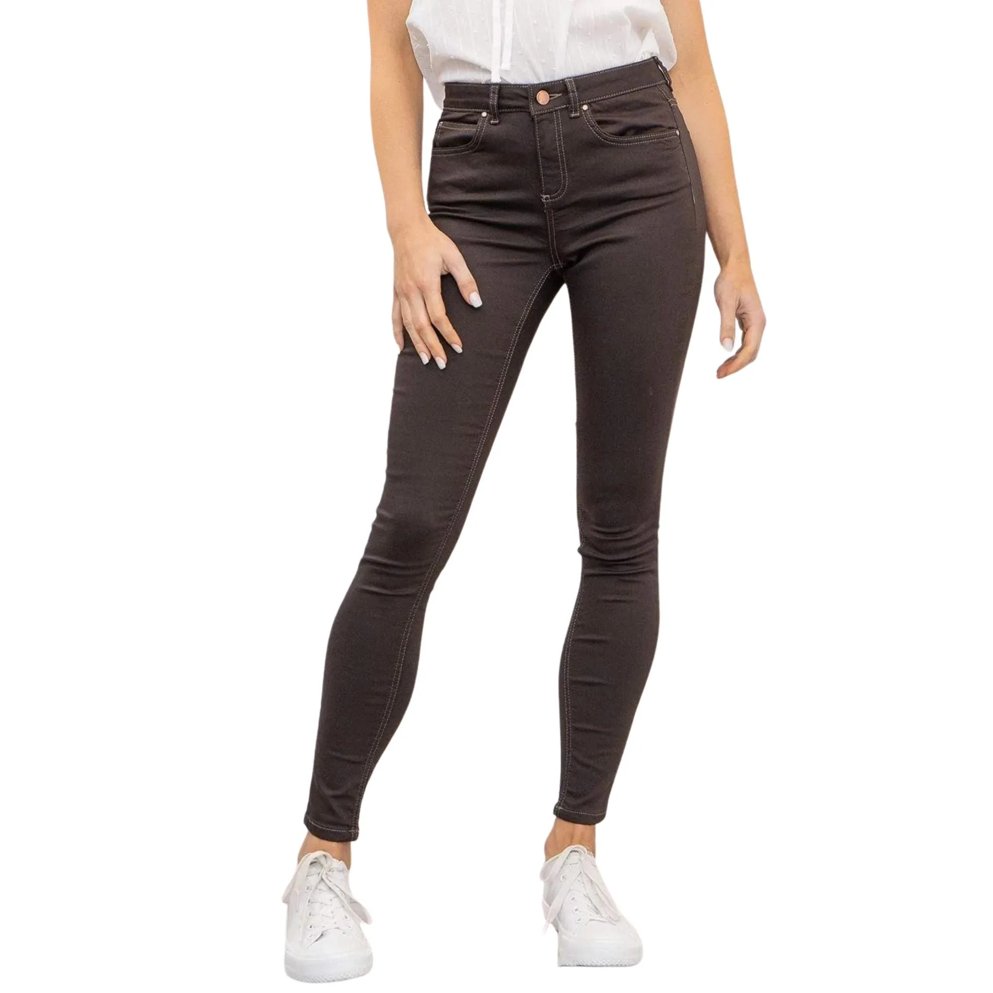 Monsoon High Waist Stretch Skinny Leg Brown Jeans