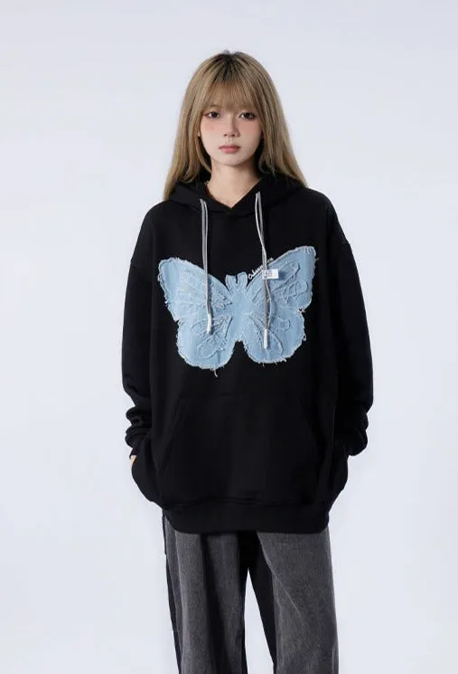 Oversized Butterfly Patchwork Hoodie