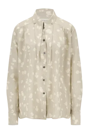 Oversized Floral Print Silk Shirt | Beige