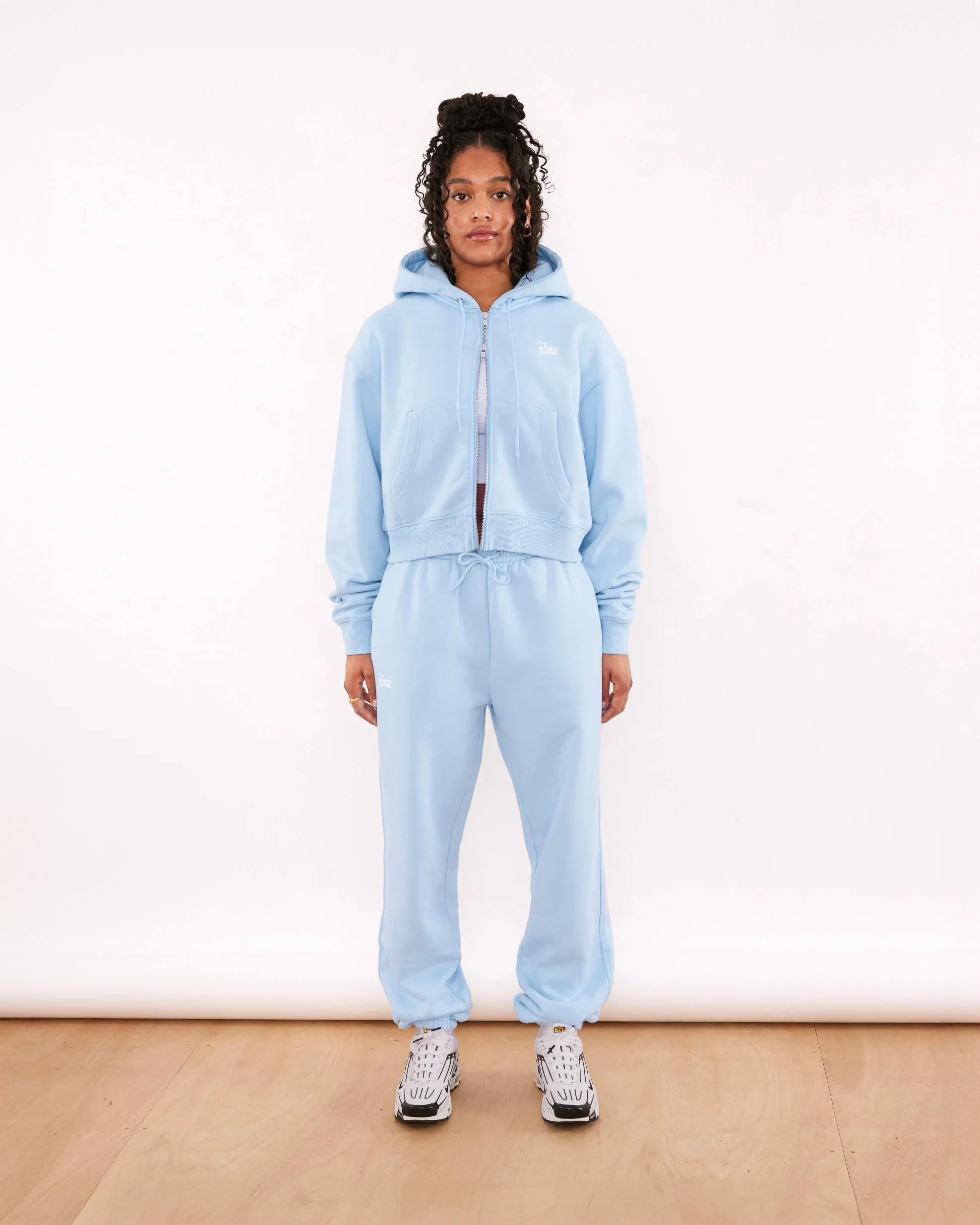 Patta Femme Basic Crop Zip Up Hooded Sweater (Blue Bell)