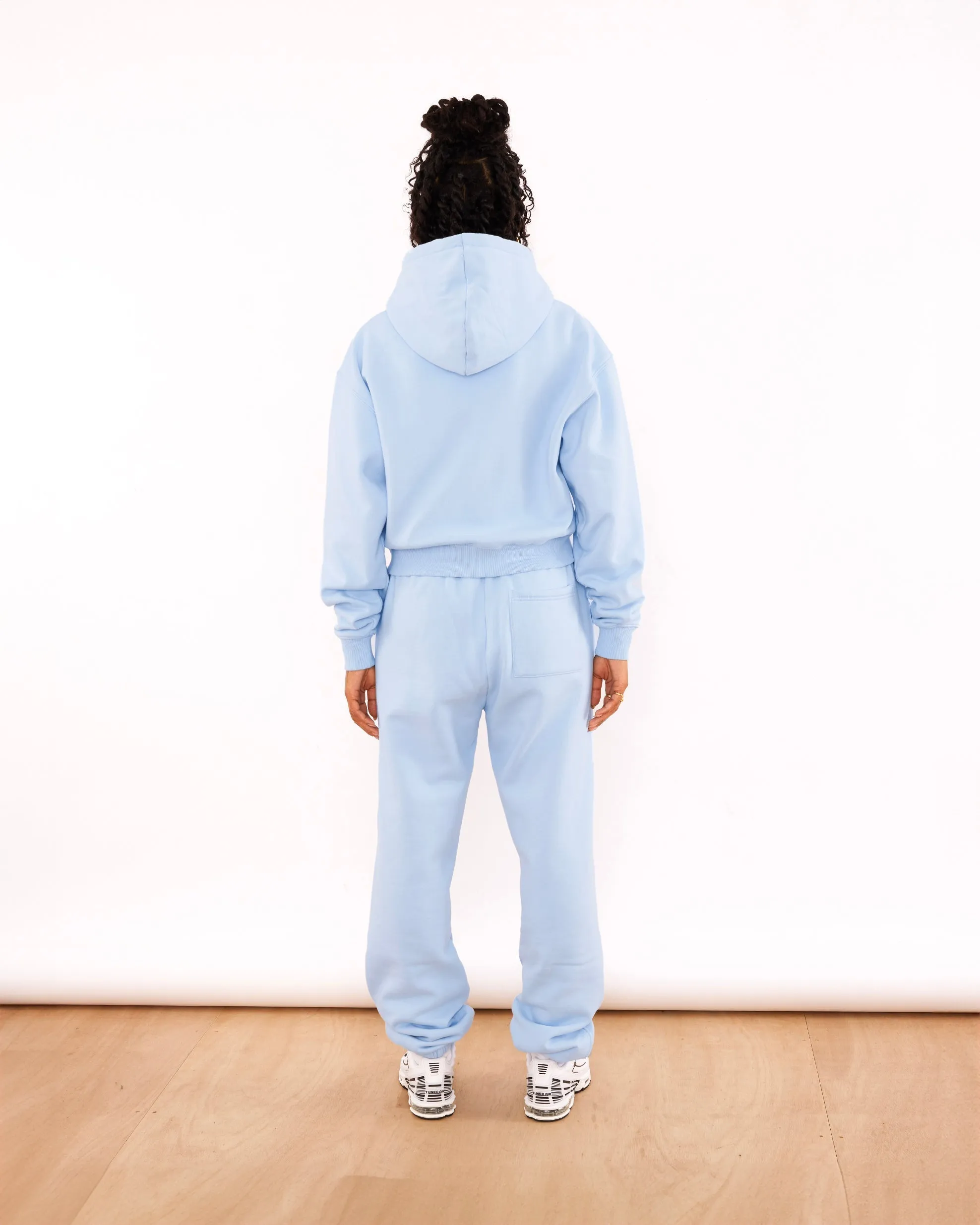 Patta Femme Basic Crop Zip Up Hooded Sweater (Blue Bell)