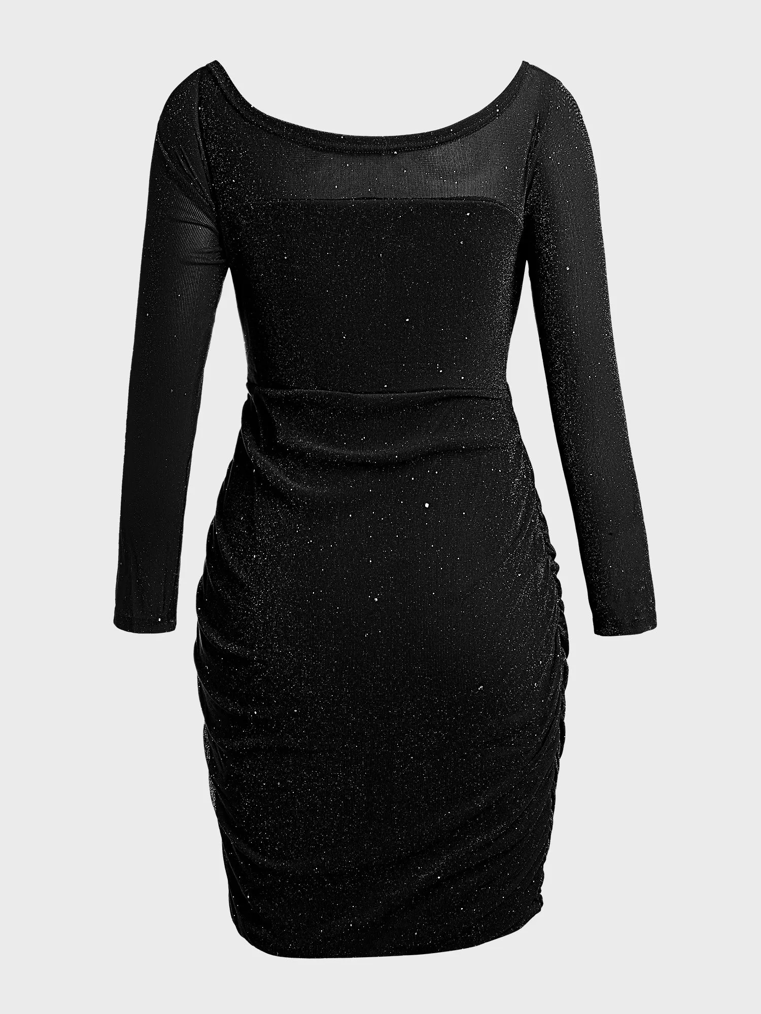 Plus Size Shiny Sheathe Mesh Dress (Black)