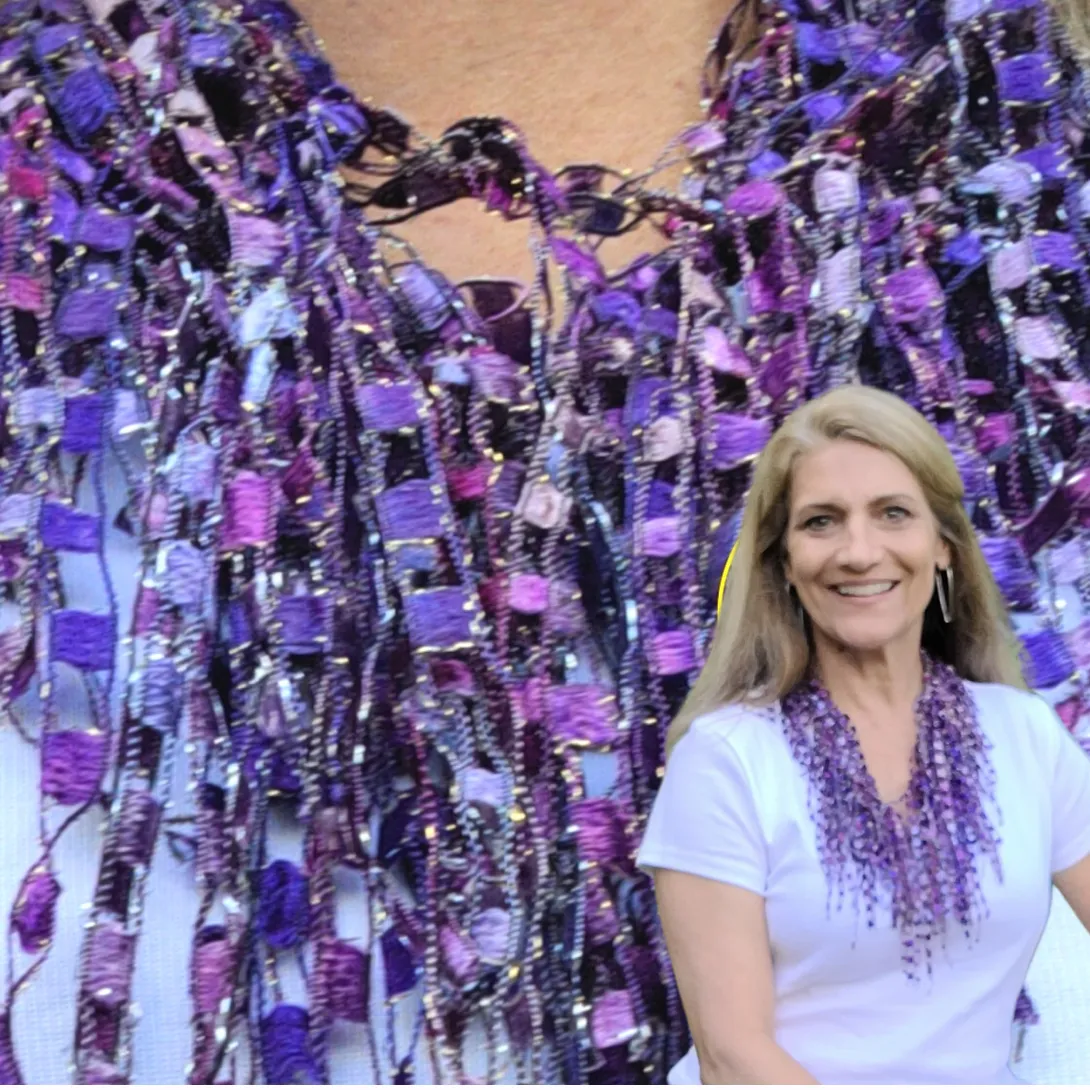 Purple Scarf Necklace - Amethyst