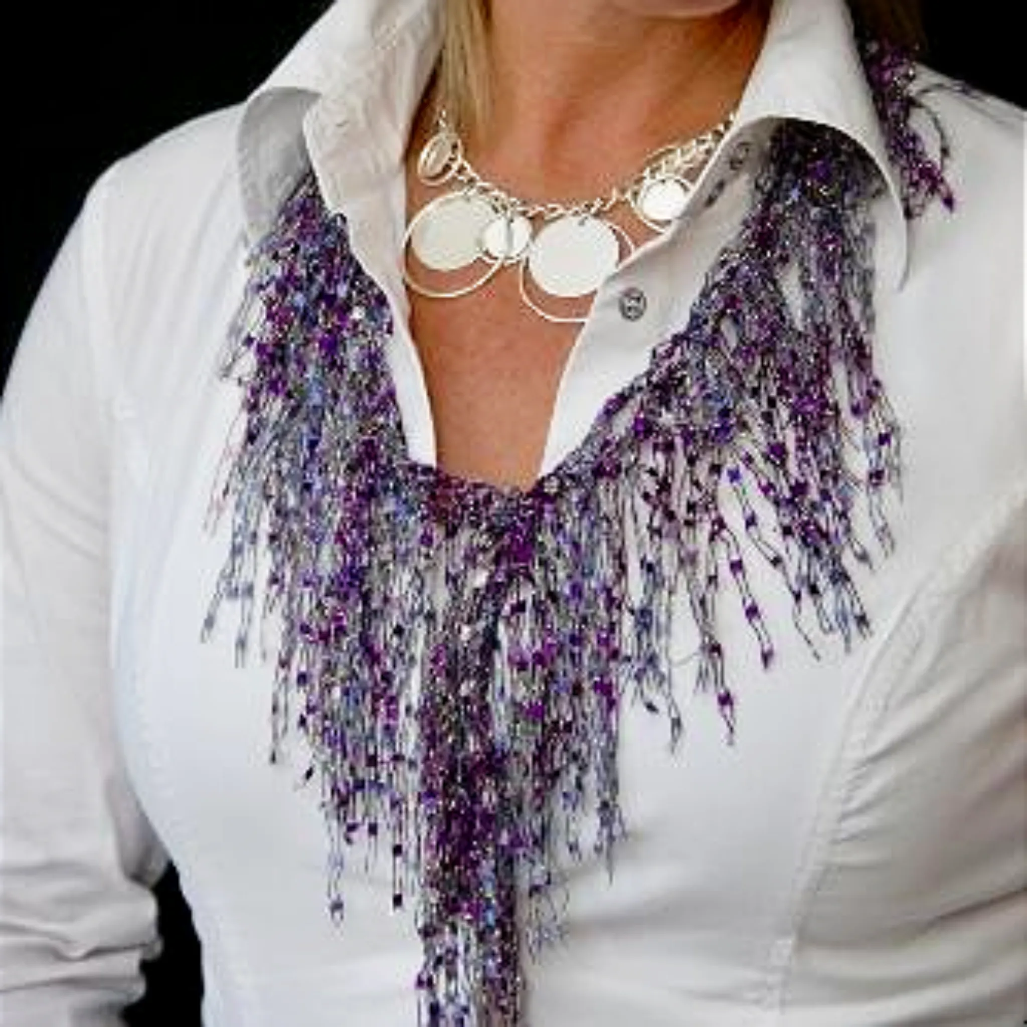 Purple Scarf Necklace - Amethyst