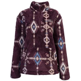 "Ladies Fleece Pullover" Maroon w/Aztec