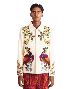 "PAINTED BIRD" SILK JACKET