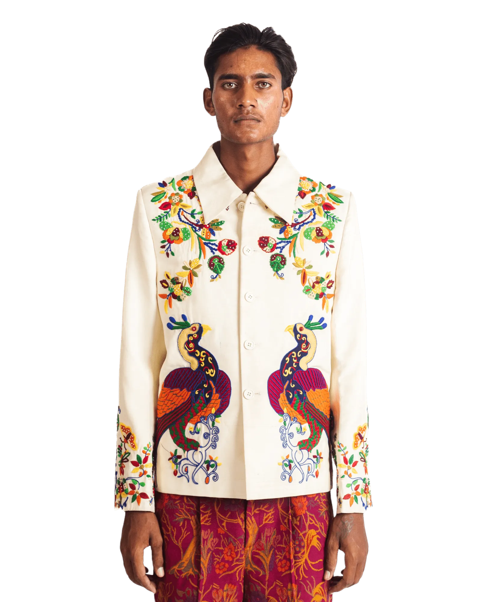 "PAINTED BIRD" SILK JACKET