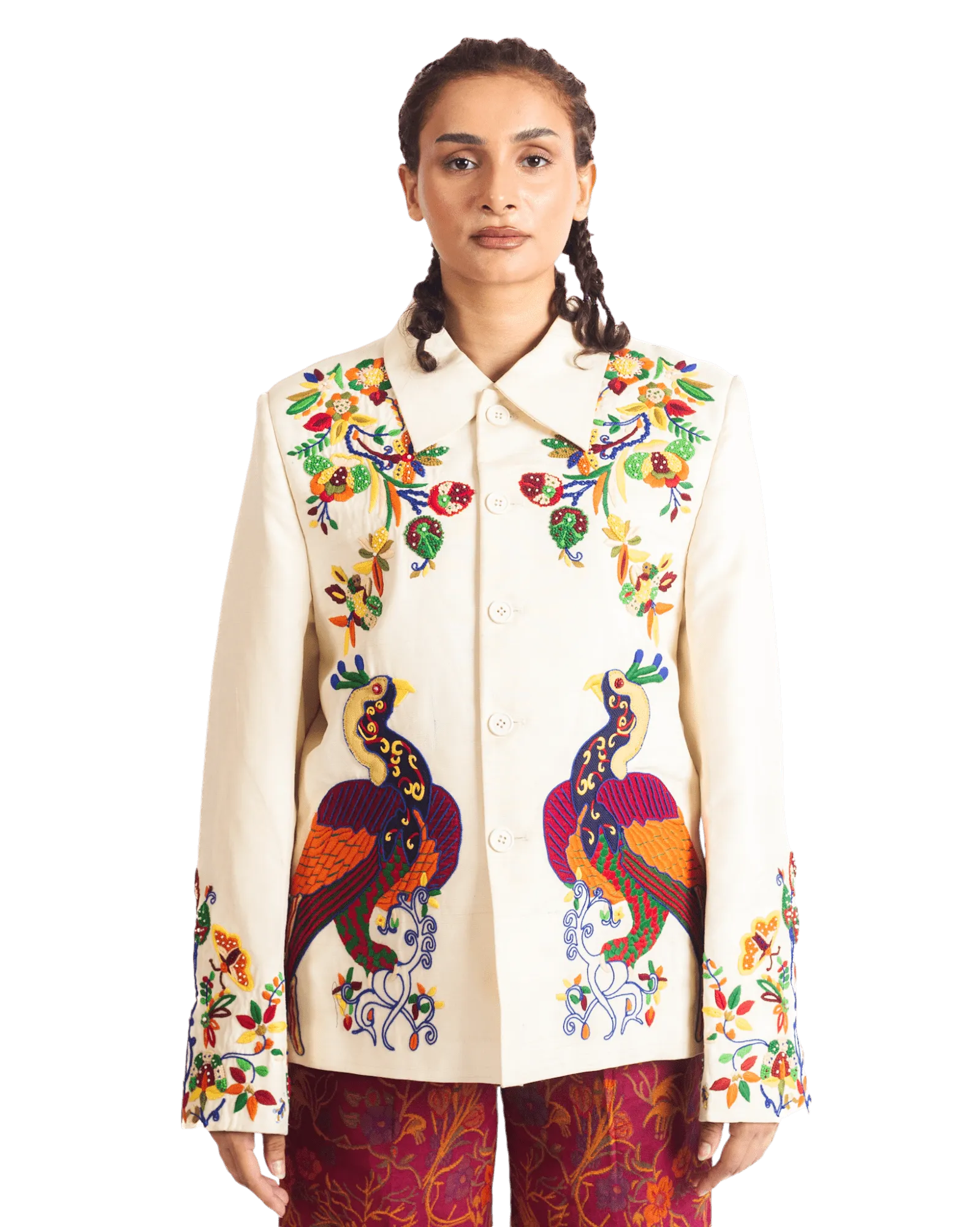 "PAINTED BIRD" SILK JACKET