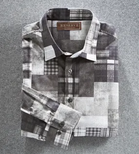 Reserve Patchwork Print Long Sleeve Sport Shirt