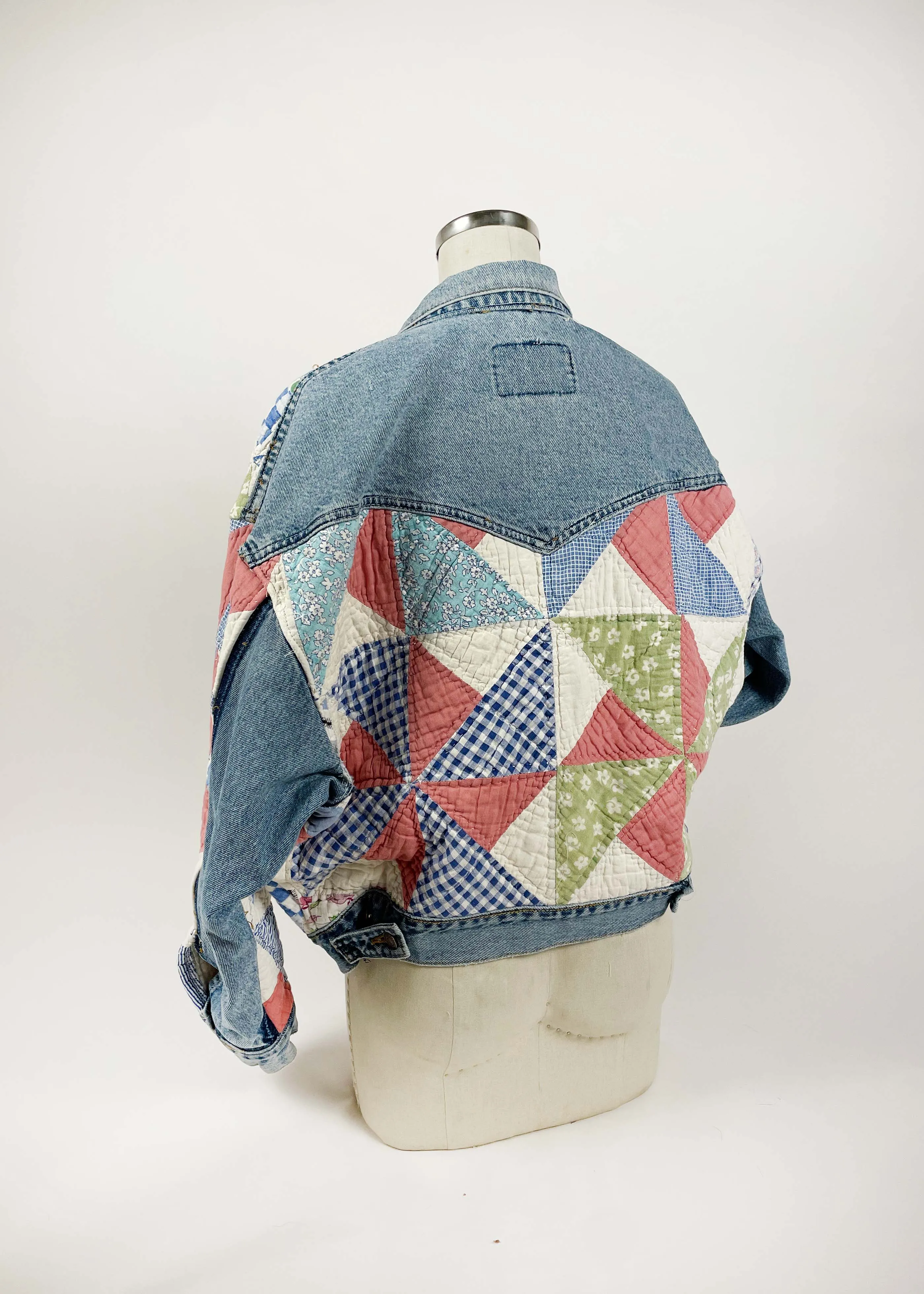 Retro Quilted Patchwork Denim Jacket