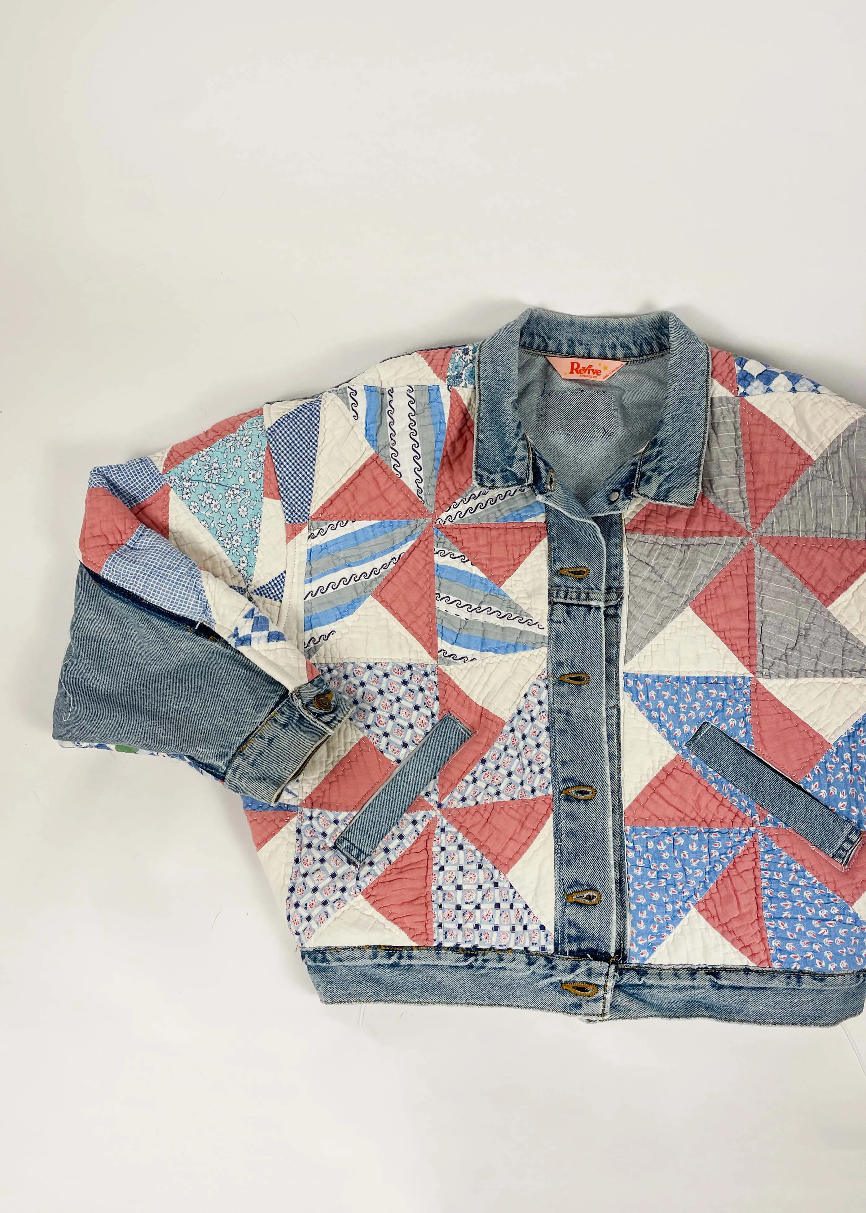 Retro Quilted Patchwork Denim Jacket