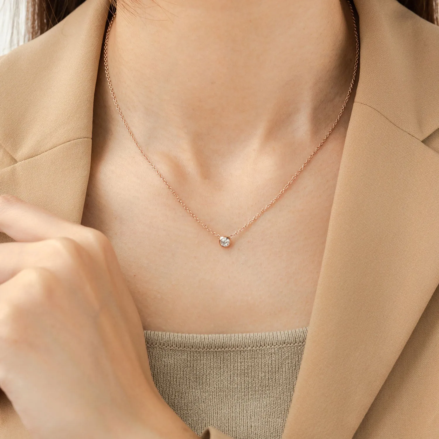 Rose Gold Basic Cubic Necklace