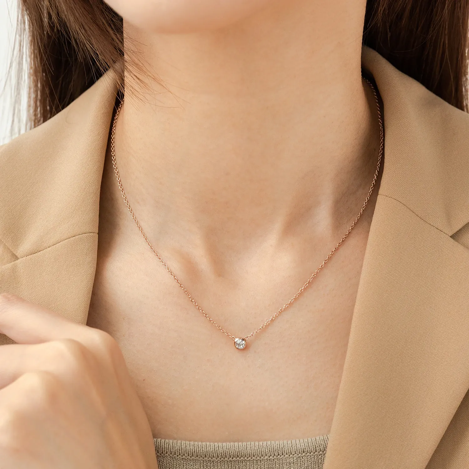 Rose Gold Basic Cubic Necklace