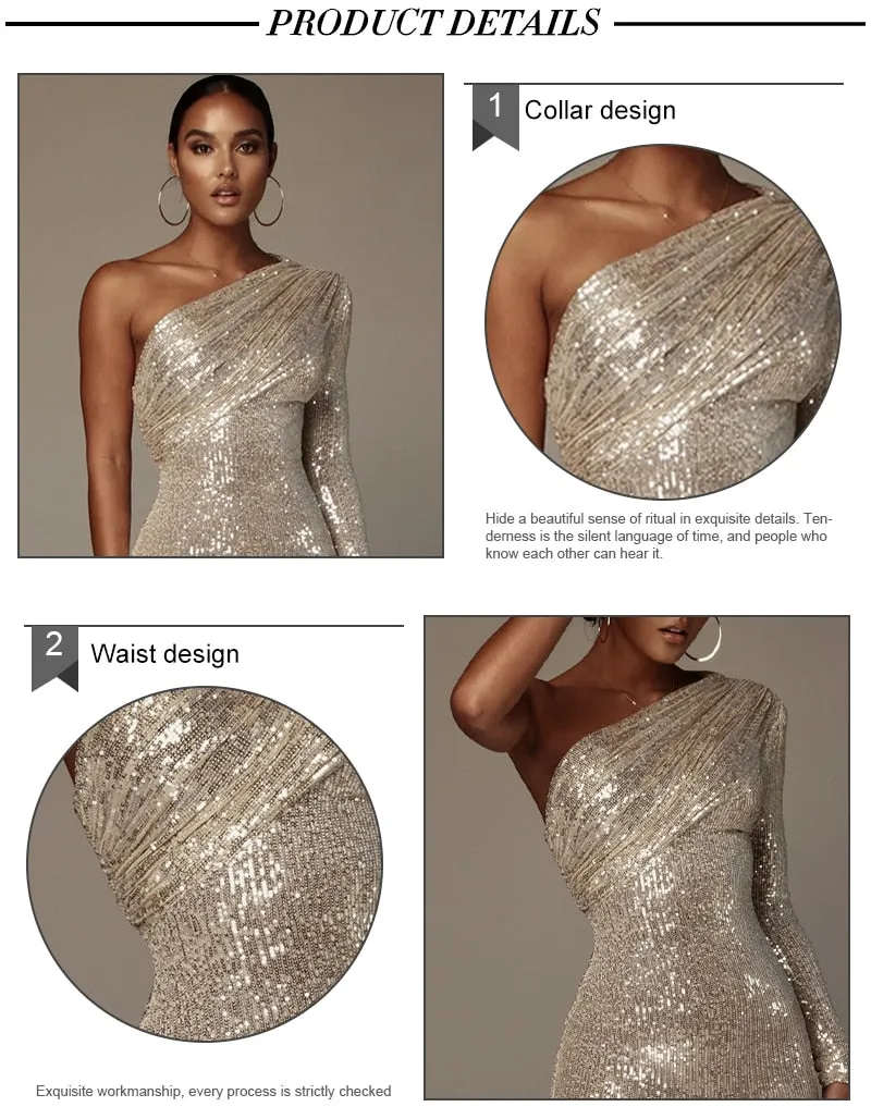 Sexy One Shoulder Sparkle Dress