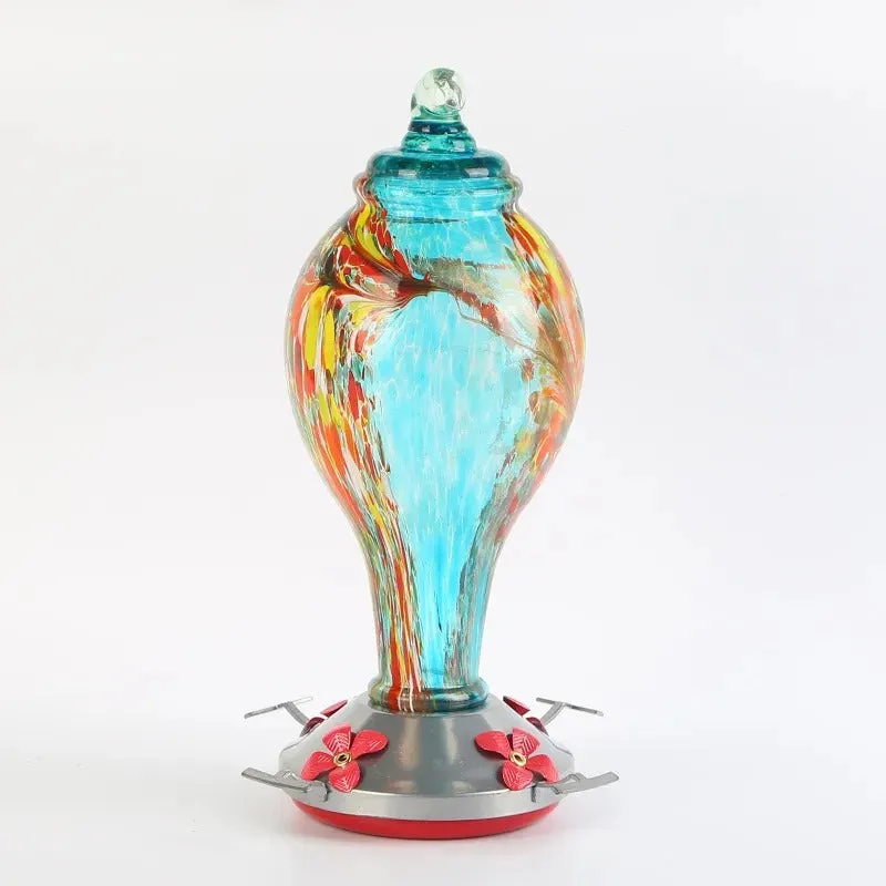 Shirem Hand Blown Glass Hummingbird Feeder - 25 Ounces