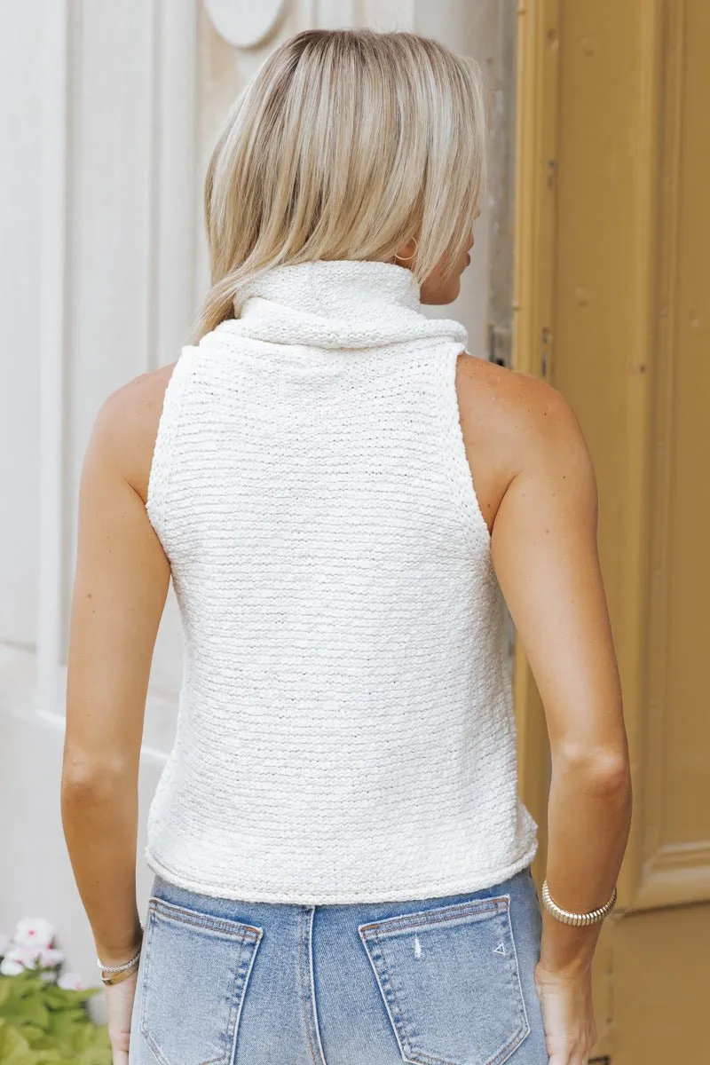 Slouchy Turtleneck Sweater Vest - Ivory