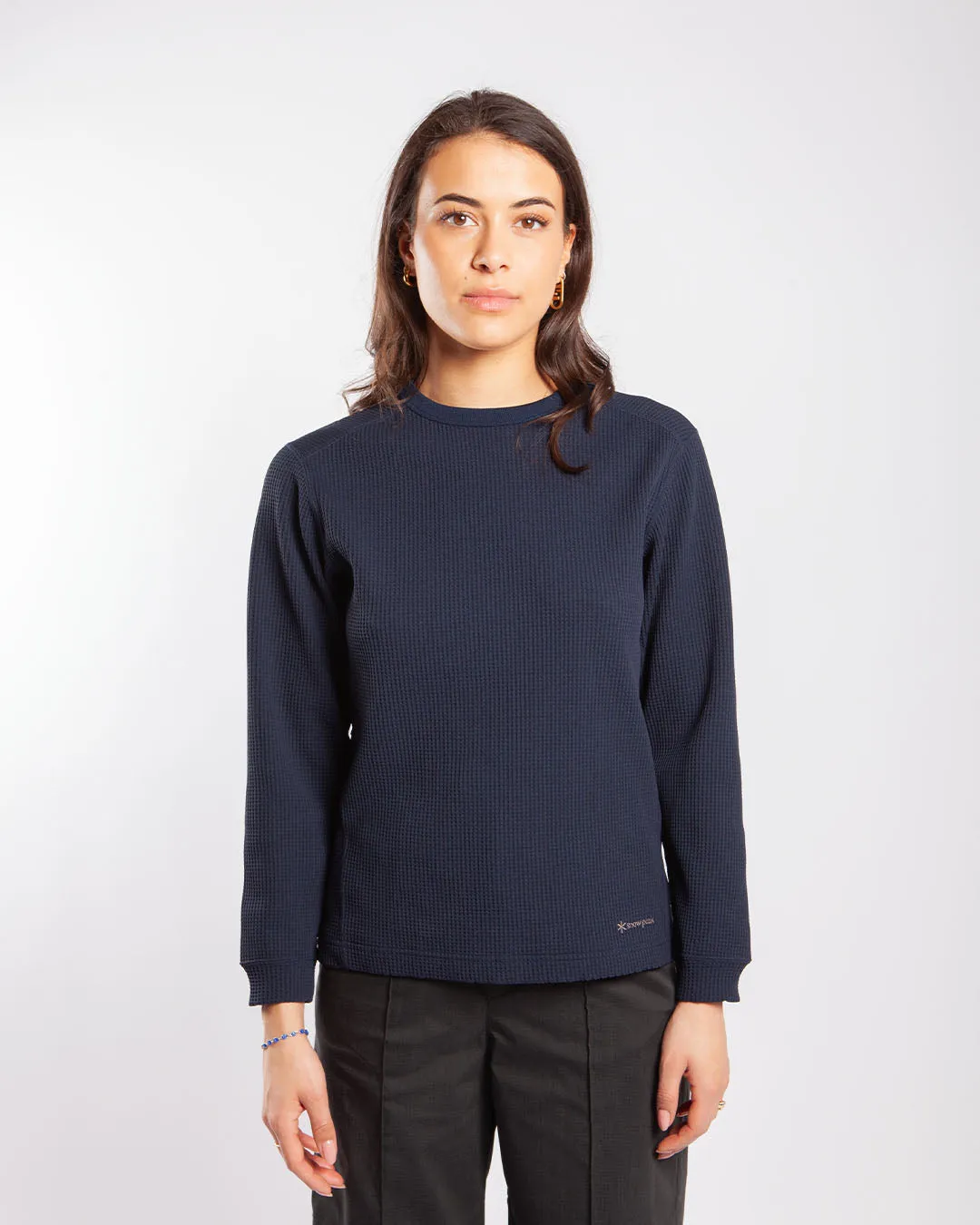 Snow Peak Dry Waffle Long Sleeve T-shirt Navy