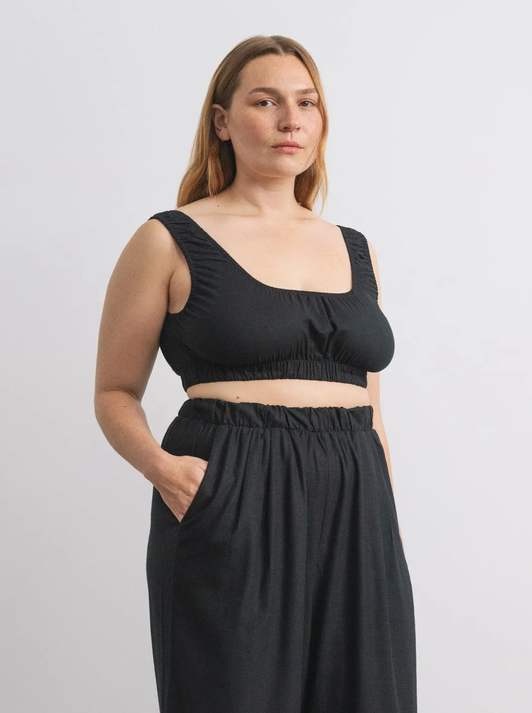 Sophie Crop, Regen Silk Noil, Black