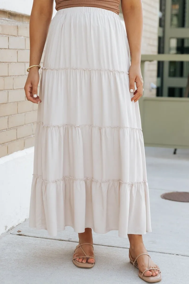 Stone Ruffle Tiered Maxi Skirt - FINAL SALE