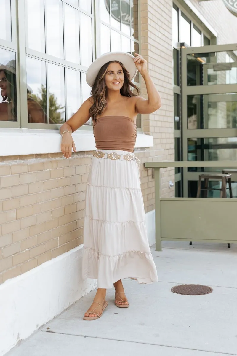 Stone Ruffle Tiered Maxi Skirt - FINAL SALE