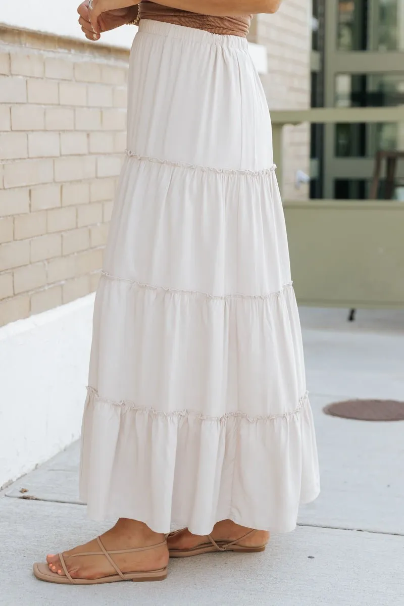 Stone Ruffle Tiered Maxi Skirt - FINAL SALE