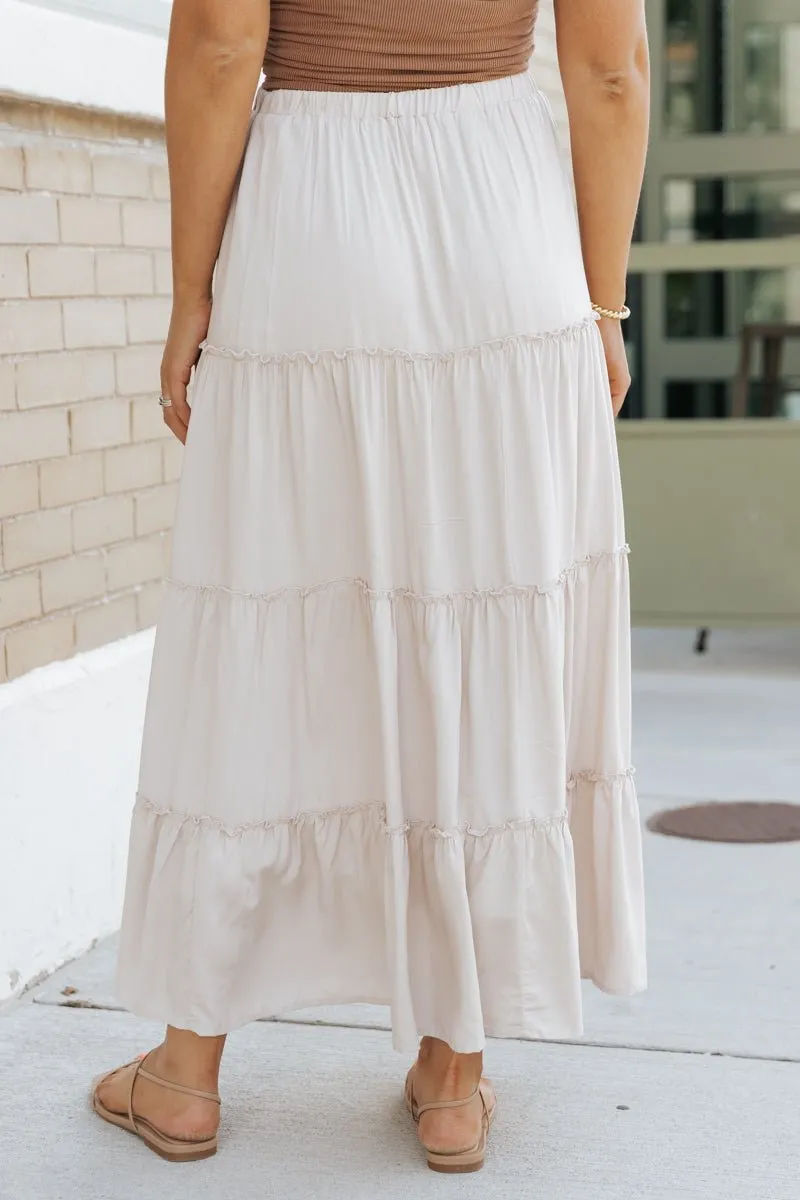 Stone Ruffle Tiered Maxi Skirt - FINAL SALE