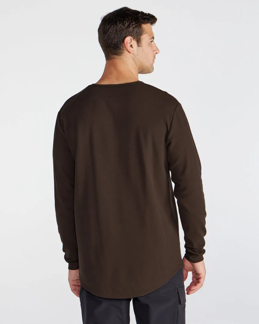 Thermal Henley Drop-Cut Long Sleeve