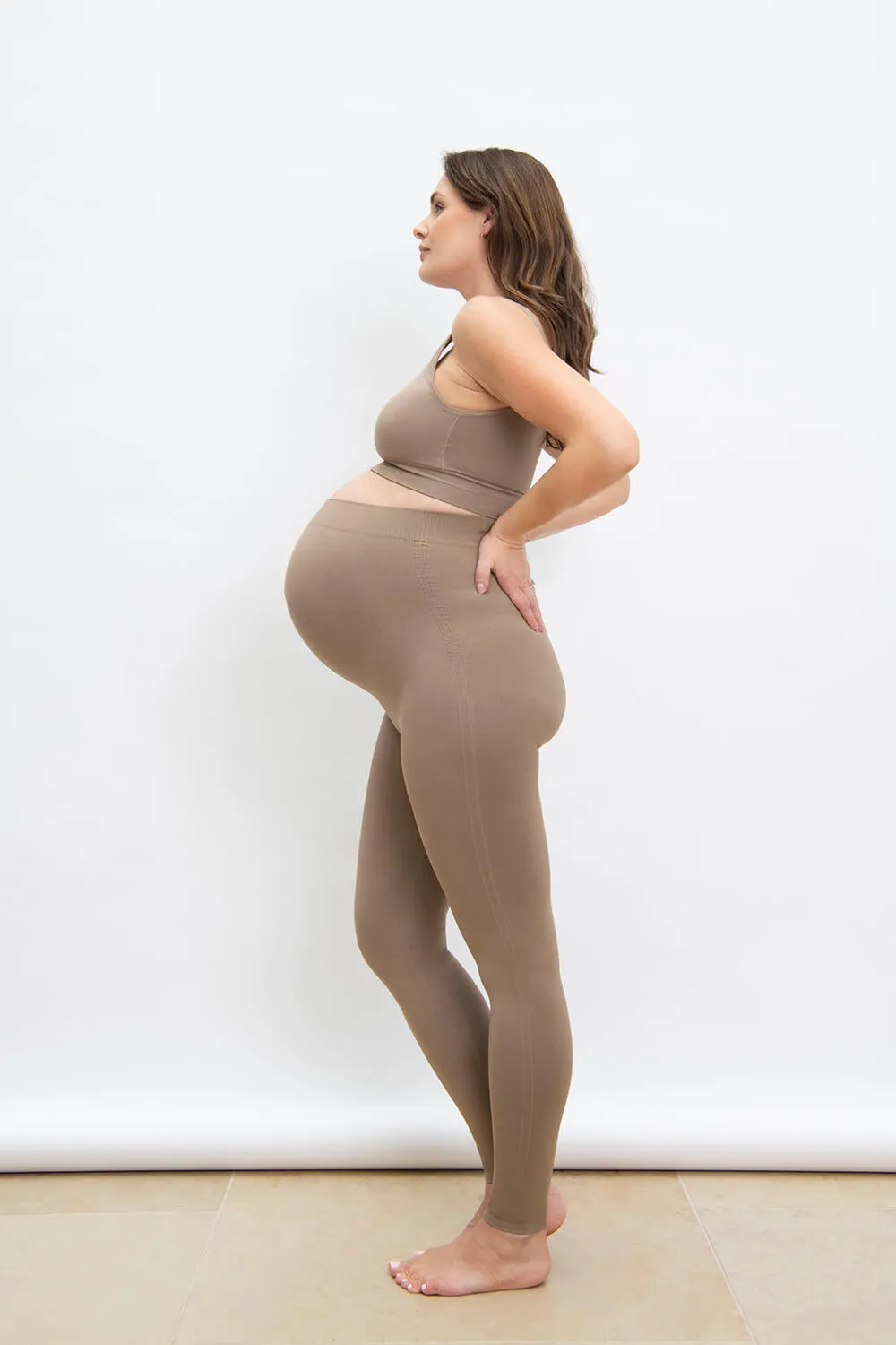 Ultimate Seamless Maternity Leggings - Oatmeal Beige