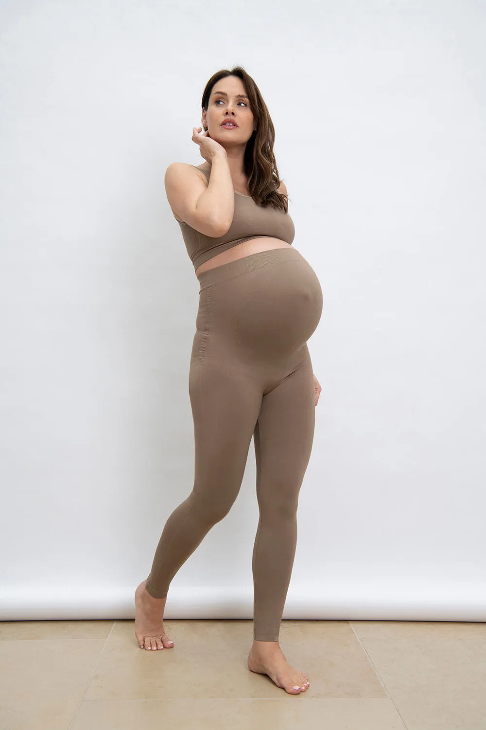 Ultimate Seamless Maternity Leggings - Oatmeal Beige