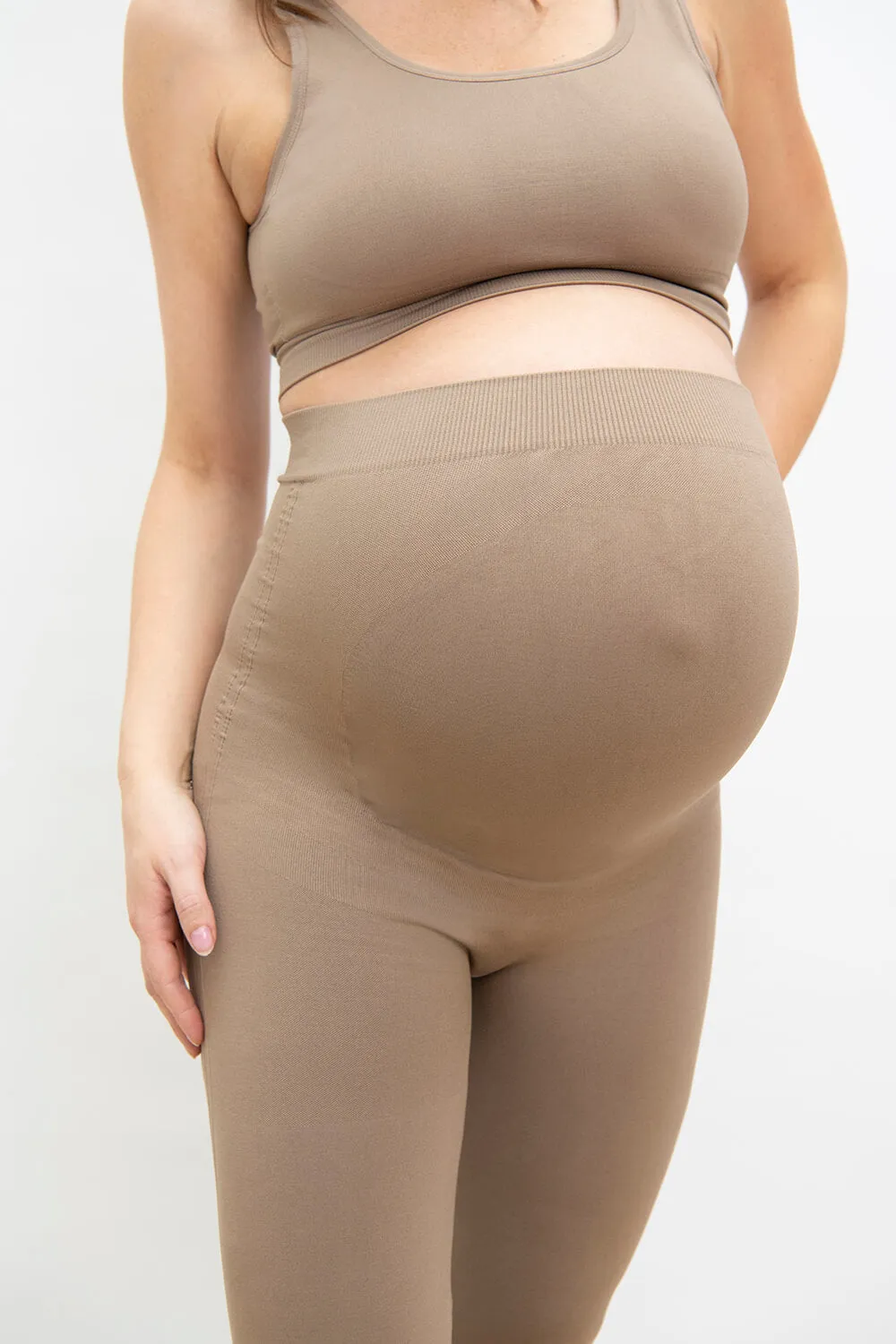 Ultimate Seamless Maternity Leggings - Oatmeal Beige