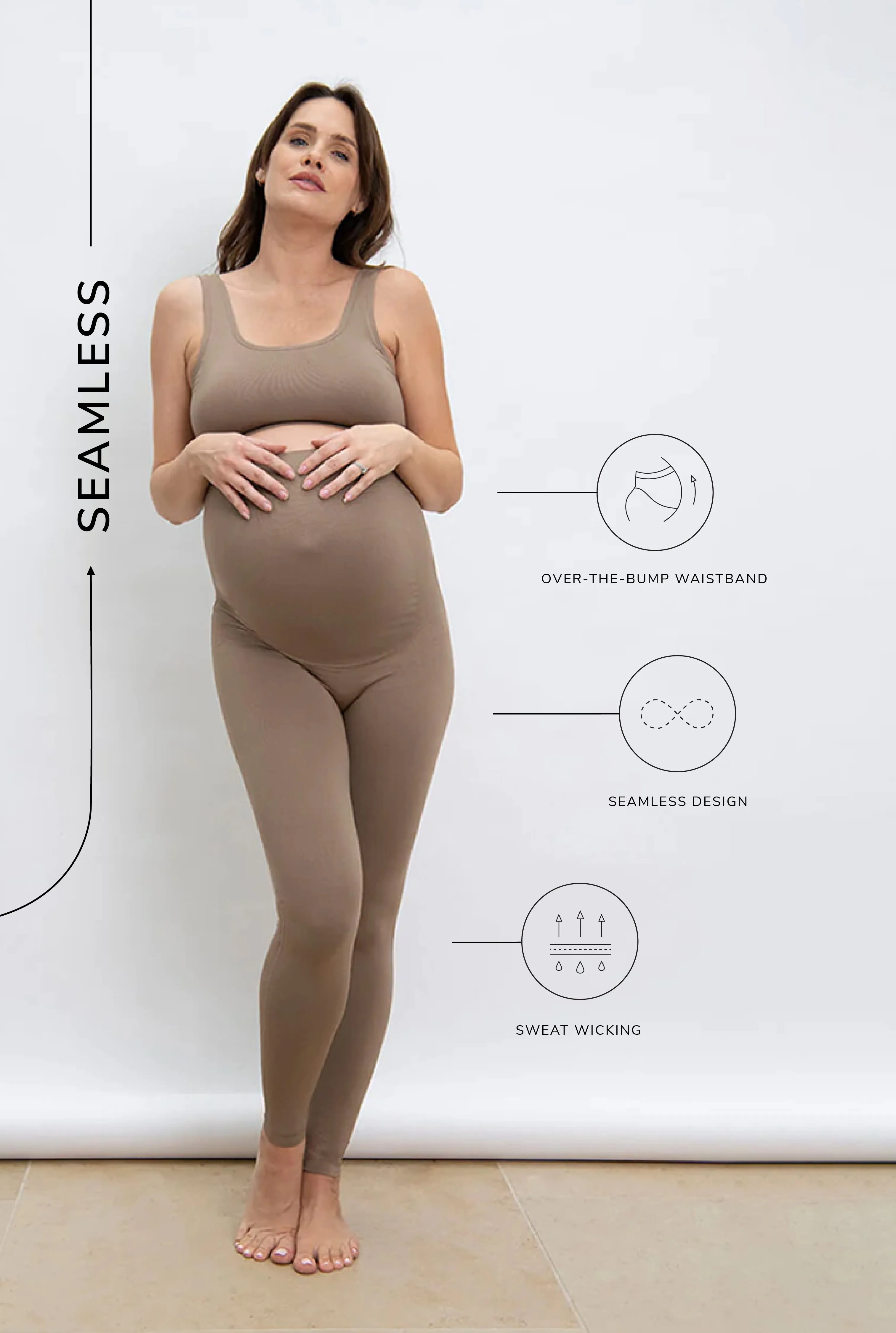 Ultimate Seamless Maternity Leggings - Oatmeal Beige