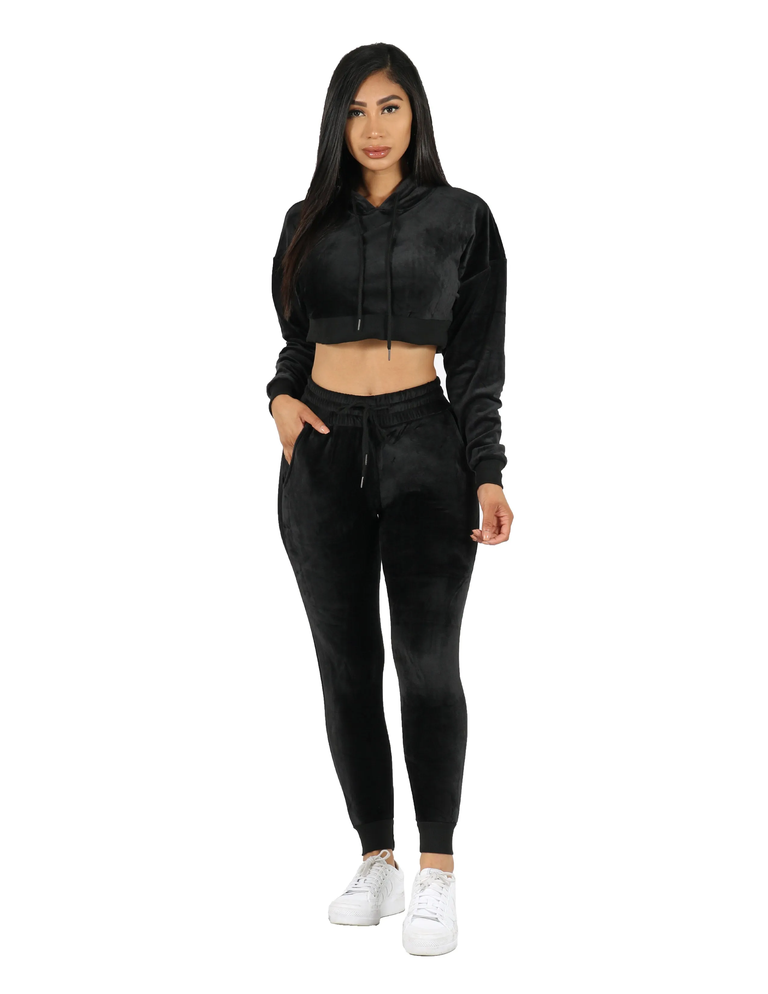 Velour Crop Top & Jogger Set