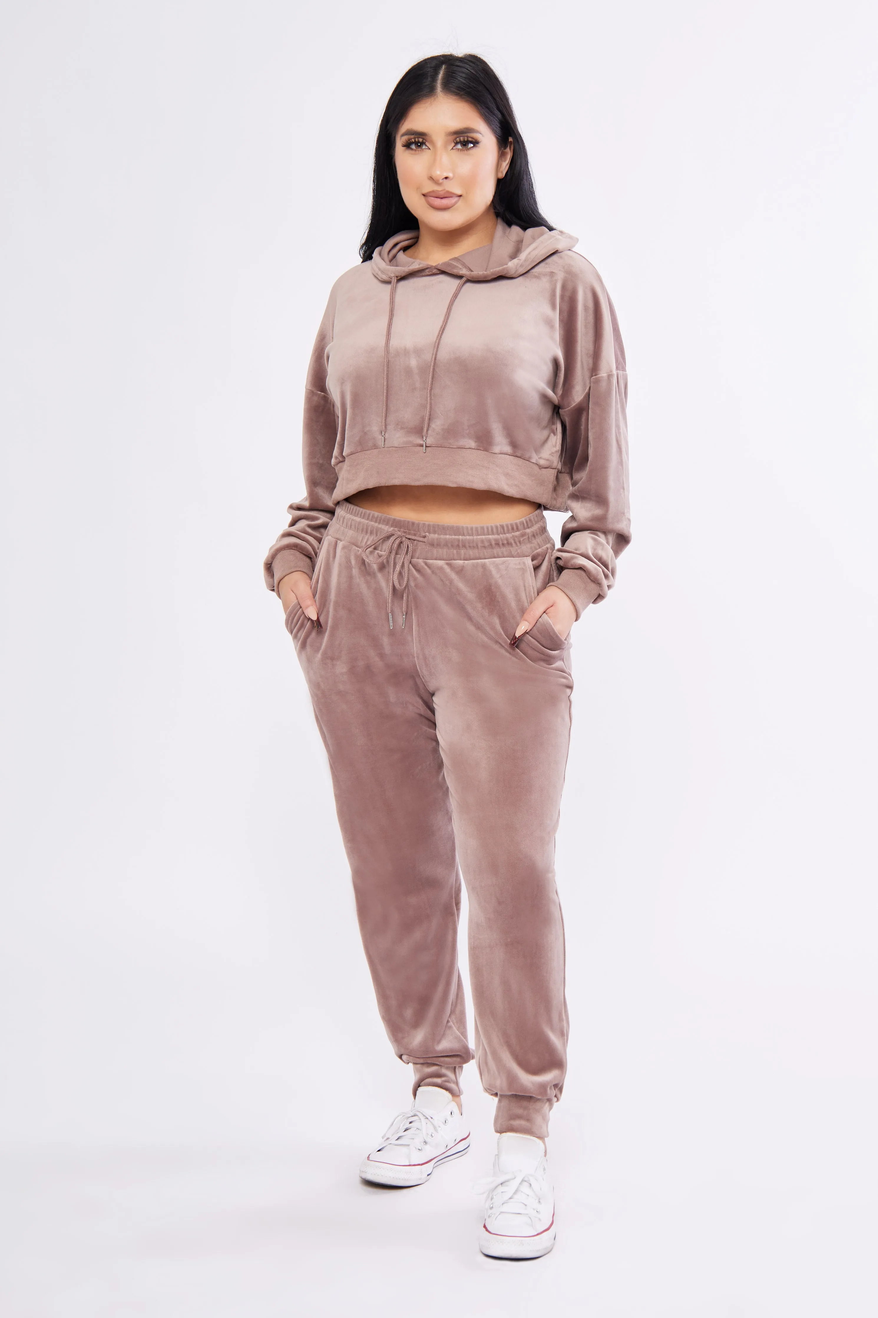 Velour Crop Top & Jogger Set