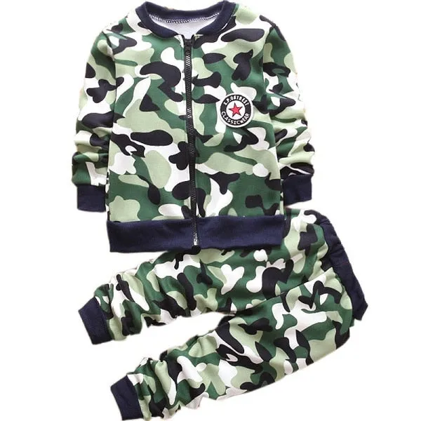 Winter Warm Suit Hot Camouflage Printed Cashmere Zipper Jacket Casual Pants Children's Sport