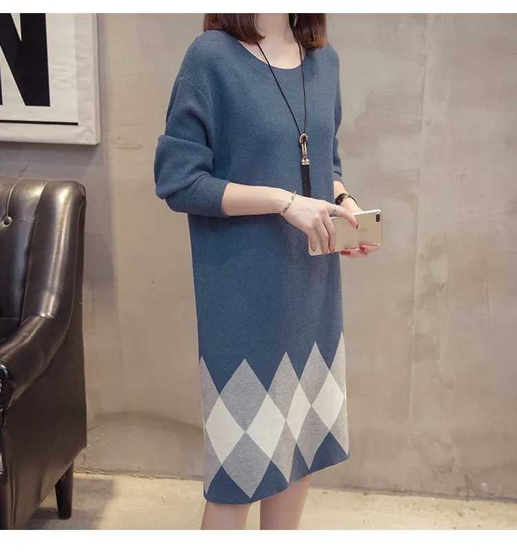 Women Clothes Winter Sweater Knitted Long Sleeve Warm Elegant Fashion Dresses Women Clothes