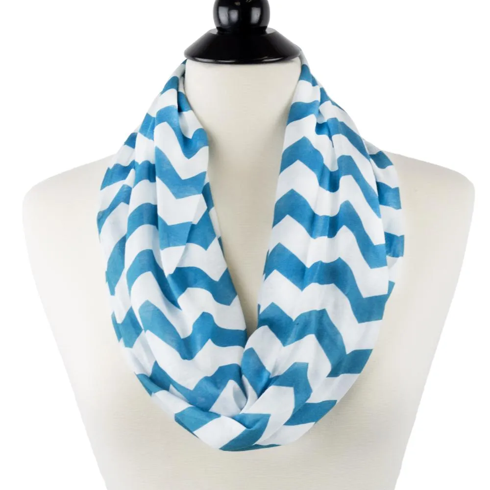 Women's Chevron Print Infinity Scarf with Zipper Pocket, Chevron Scarf Design, Infinity Scarves