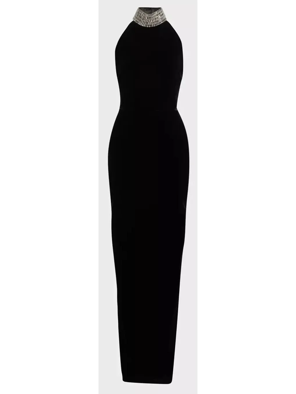 Women’s Crystal Embellished Turtleneck Velvet Gown